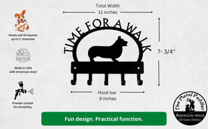 Corgi TIME FOR A WALK Dog Key Rack & Leash Holder