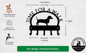 Dachshund TIME FOR A WALK Dog Key Rack & Leash Holder