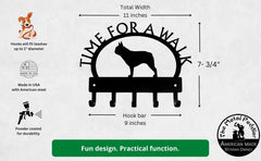 French Bulldog TIME FOR A WALK Dog Key Rack & Leash Holder