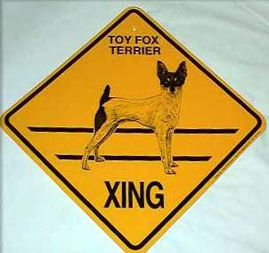Yellow Xing Crossing Sign - Toy Fox Terrier (2347)
