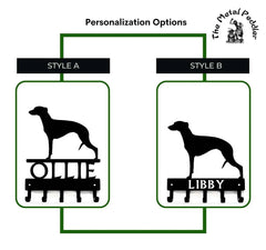 Whippet Personalized Key Hanger and Leash Holder -  5 Hooks