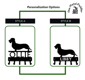 Wirehaired Dachshund Personalized Key and Leash Holder -  5 Hooks