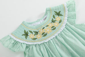 Aqua Daisy Smocked Bubble Romper
