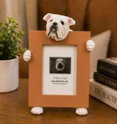 Bulldog White (2 1/2x3 1/2) Small Photo Picture Ceramic Frame from E&S Imports