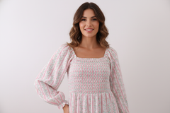 Floral tulip smocked mom dress