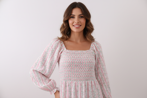 Floral tulip smocked mom dress