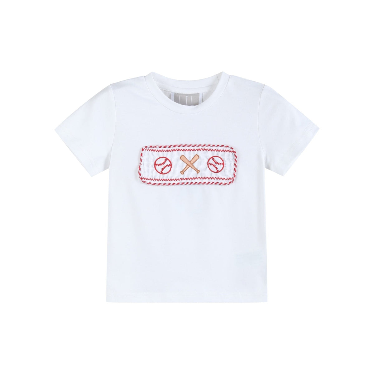 Baseball Smocked Shirt and Red Gingham Shorts Set