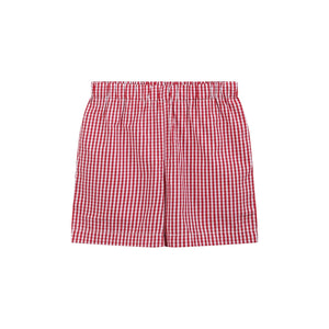 Baseball Smocked Shirt and Red Gingham Shorts Set