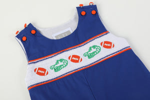 Blue and Orange Football Smocked Longall