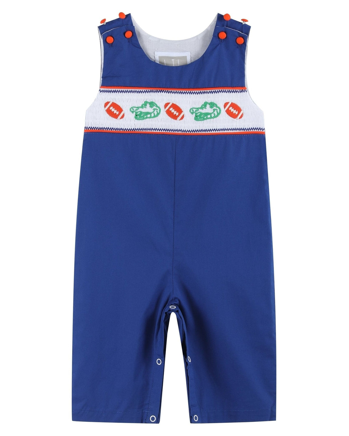 Blue and Orange Football Smocked Longall