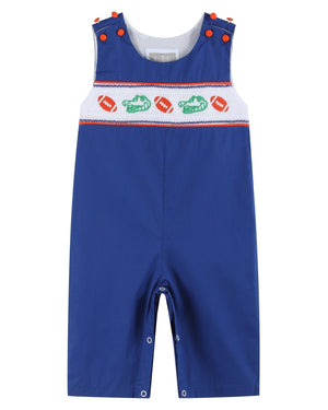 Blue and Orange Football Smocked Longall