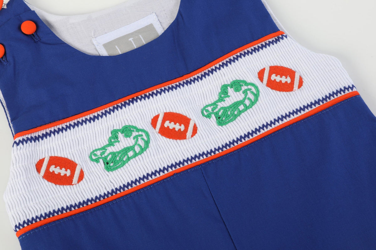 Blue and Orange Football Smocked Longall
