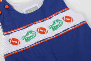 Blue and Orange Football Smocked Longall
