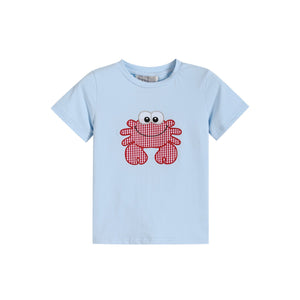 Blue Crab Shirt and Red Gingham Shorts Set