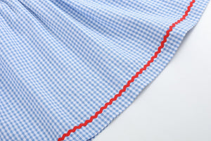 Blue Gingham Crawfish Smocked Dress