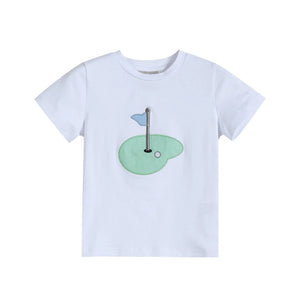 Blue Gingham Golf Hole Shirt and Boy Shorts Set