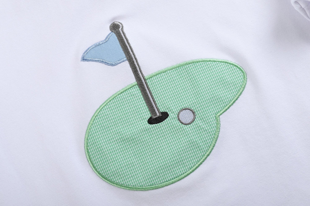 Blue Gingham Golf Hole Shirt and Boy Shorts Set