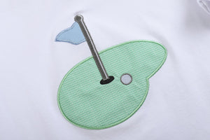 Blue Gingham Golf Hole Shirt and Boy Shorts Set