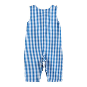 Blue Gingham Pumpkin Train Smocked Longall