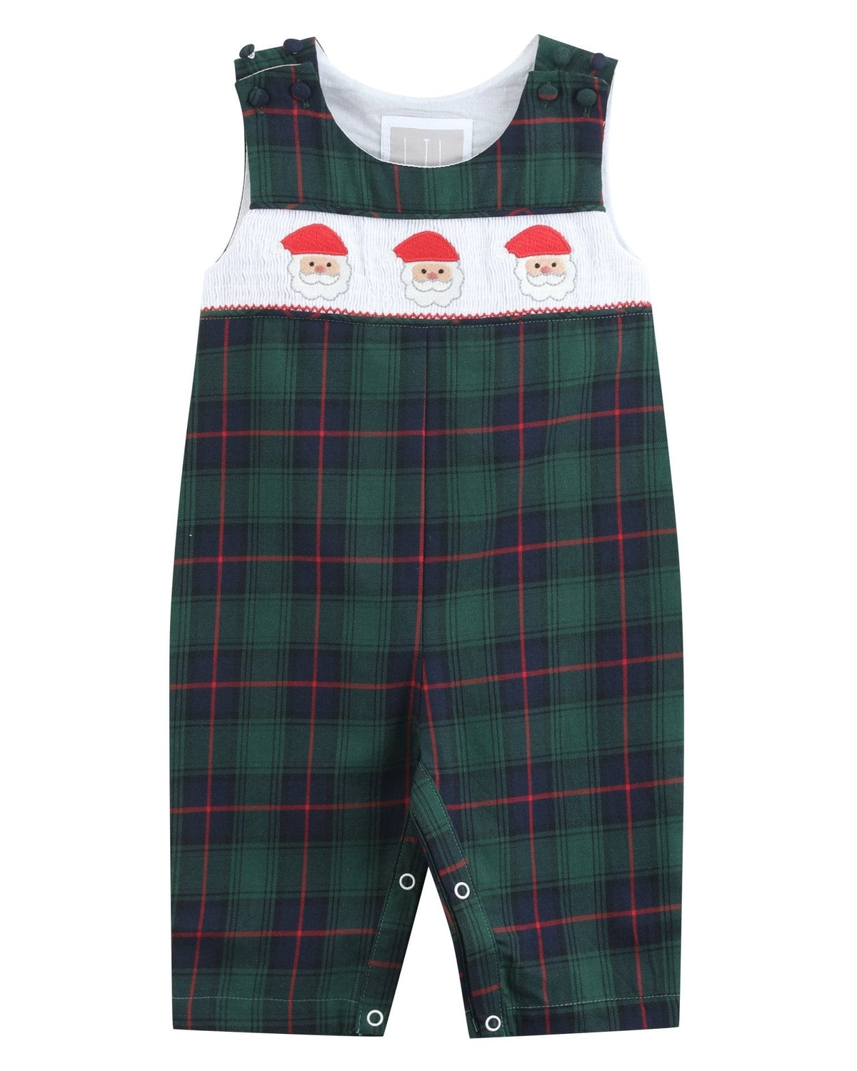 Blue, Green Red Plaid Christmas Santa Smocked Longall