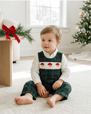 Blue, Green Red Plaid Christmas Santa Smocked Longall