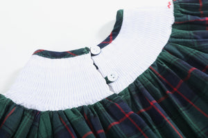 Blue, Green Red Plaid Christmas Santa Smocked Bubble Romper