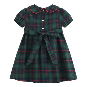 Blue, Green Red Plaid Smocked Collared Dress