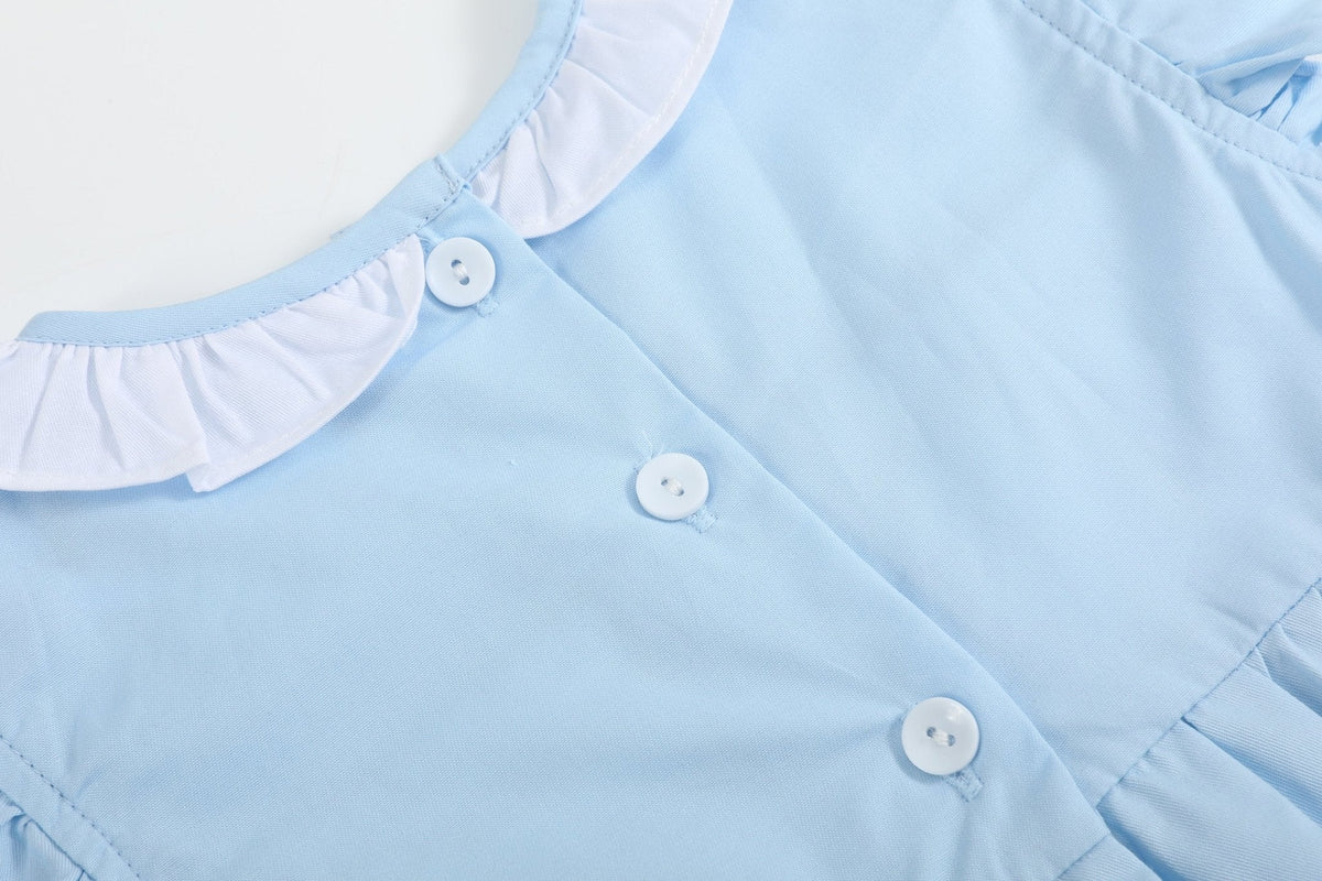 Blue Lil Sister Smocked Bubble Romper