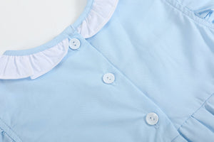 Blue Lil Sister Smocked Bubble Romper