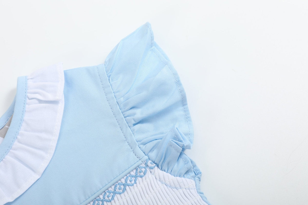 Blue Lil Sister Smocked Bubble Romper
