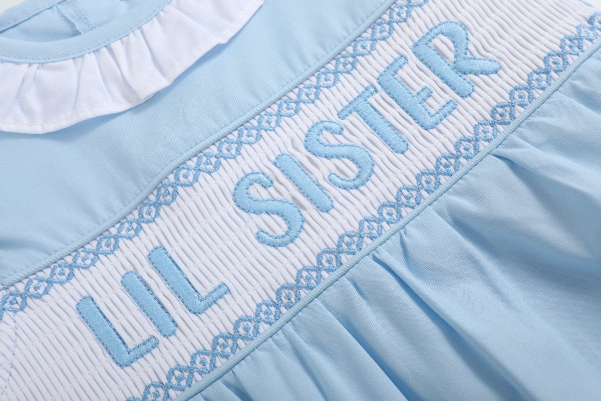 Blue Lil Sister Smocked Bubble Romper