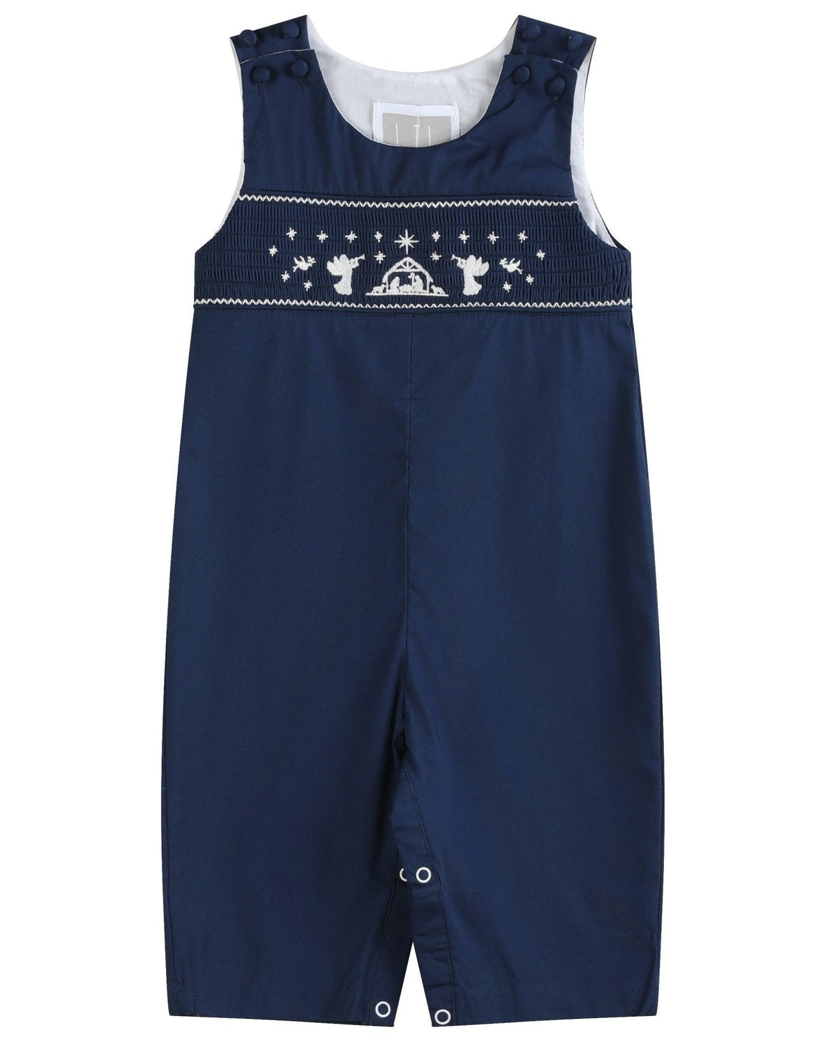 Blue Nativity Smocked Longall