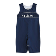 Blue Nativity Smocked Longall