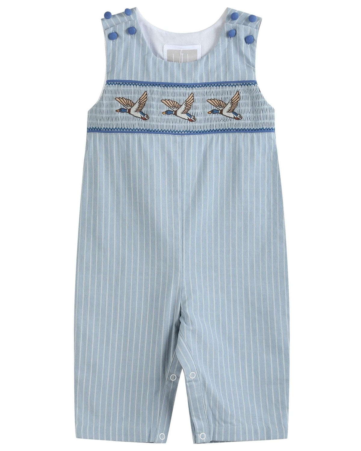 Blue Pinstripe Mallard Duck Smocked Longall