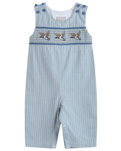 Blue Pinstripe Mallard Duck Smocked Longall