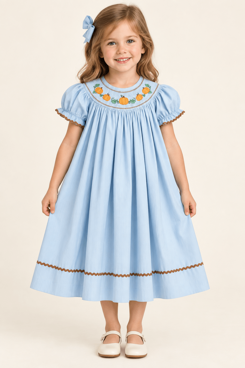 Blue Pumpkin Smocked Bishop Dress