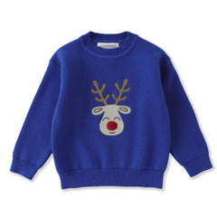Blue Reindeer Christmas Sweater