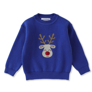 Blue Reindeer Christmas Sweater