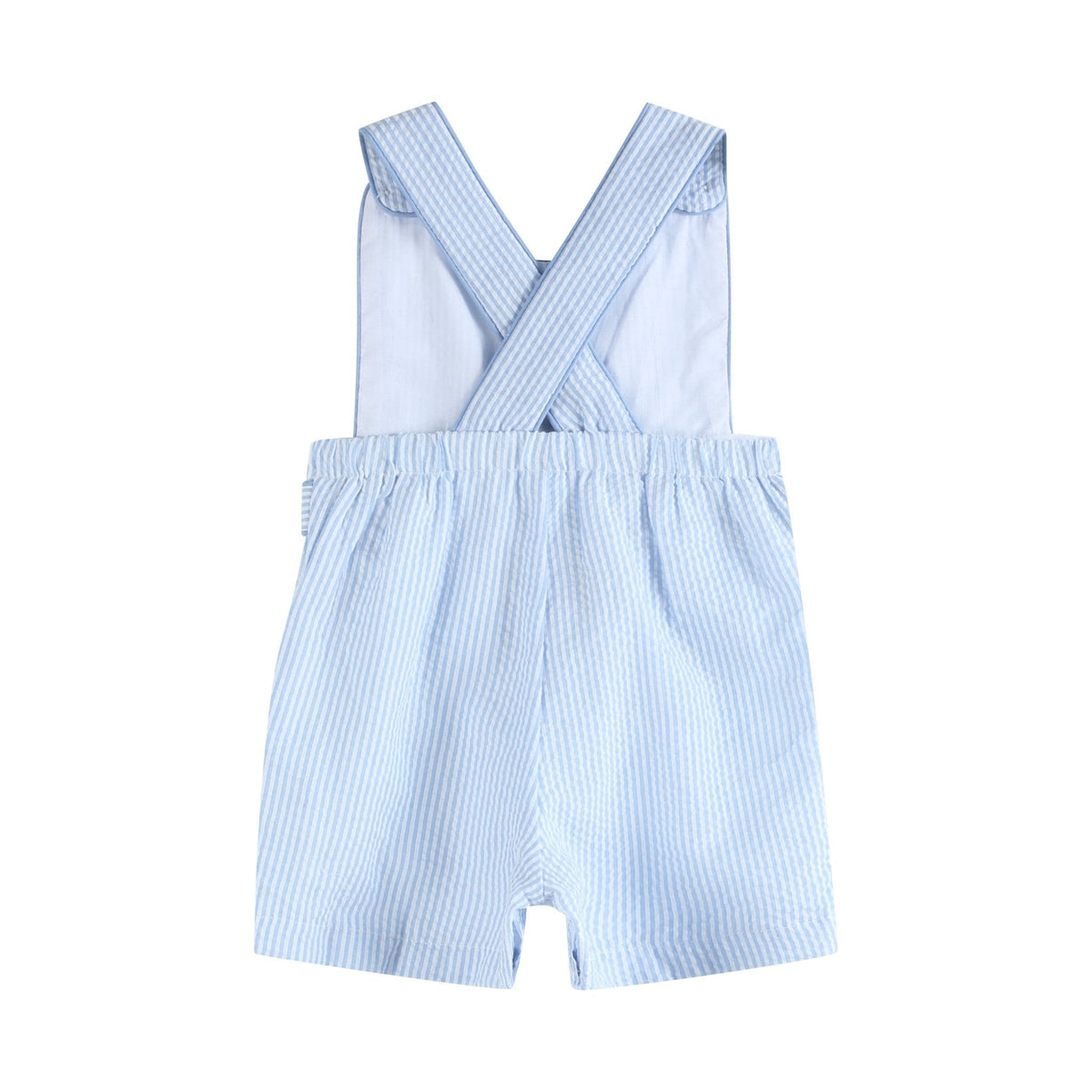 Blue Seersucker Bunny Shortalls
