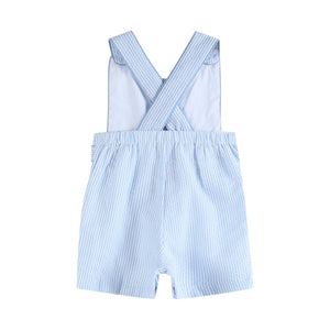 Blue Seersucker Bunny Shortalls