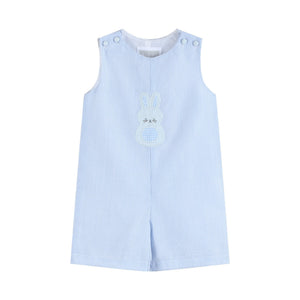 Blue Seersucker Gingham Bunny Shortall