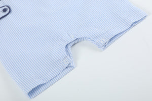 Blue Stripe Crawfish Smocked Shortalls