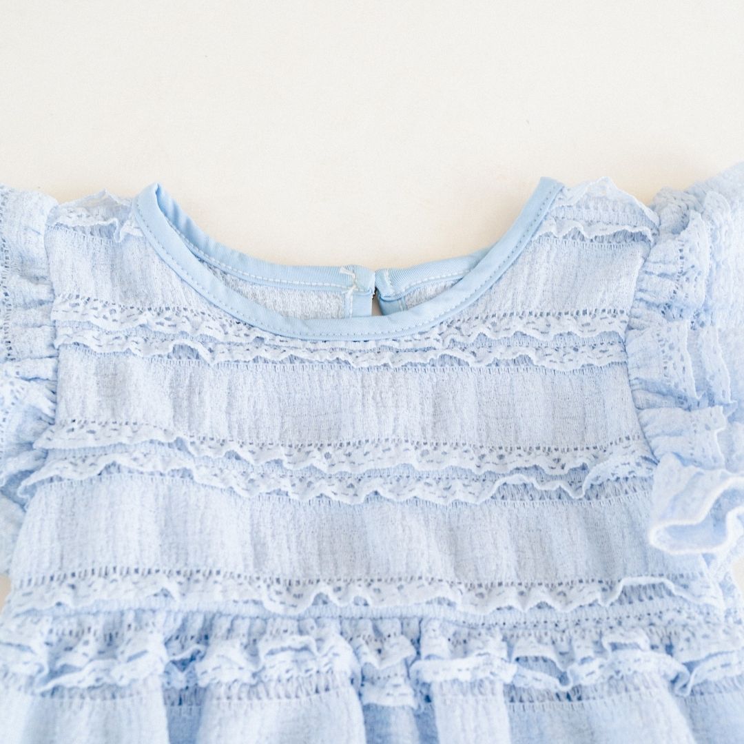 Ruffle Blue Pearl Onesie- Infant