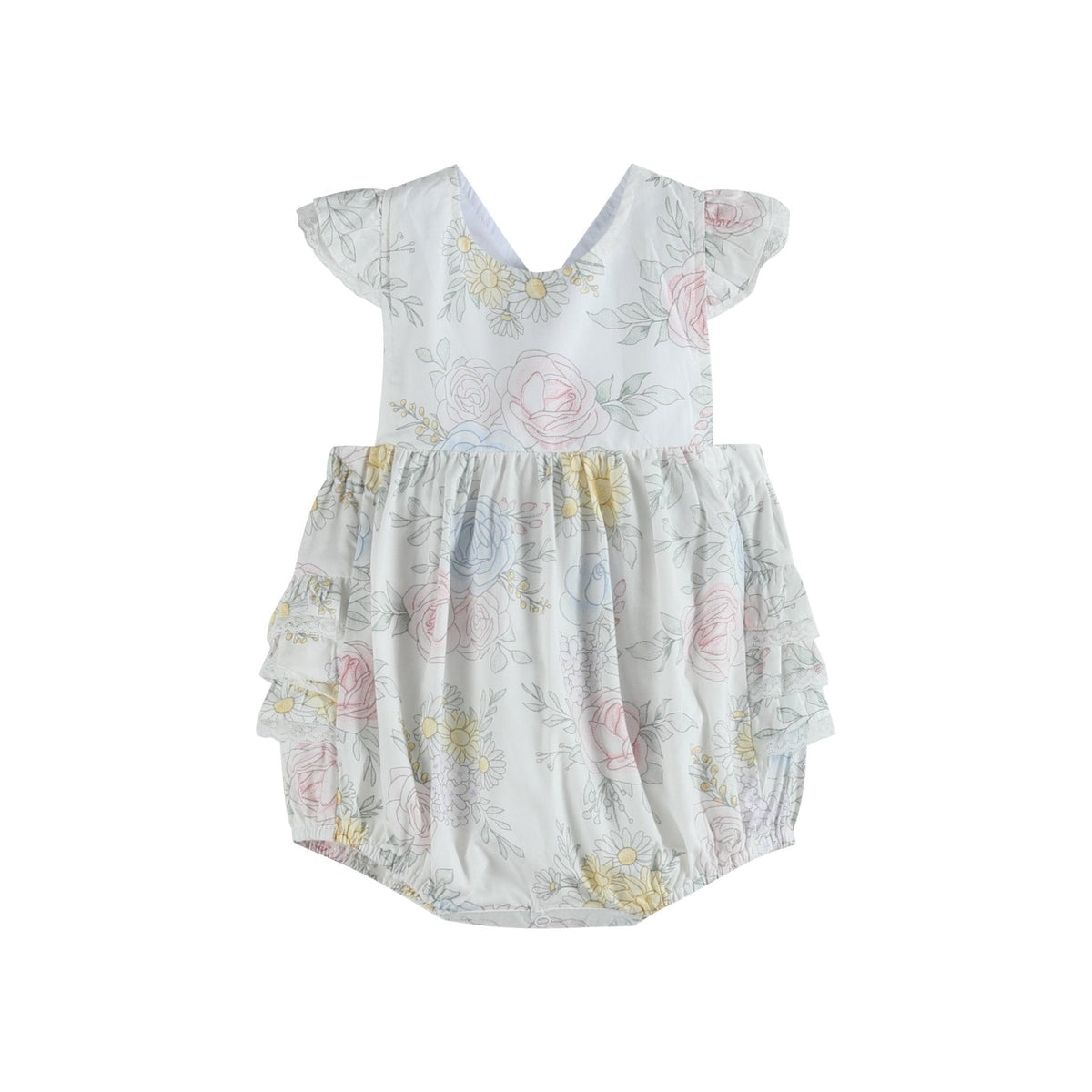 Bouquet Floral Ruffle Bubble Romper