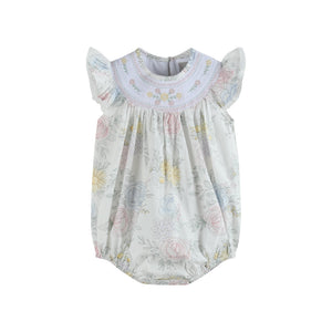 Bouquet Floral Smocked Flutter Bubble Romper