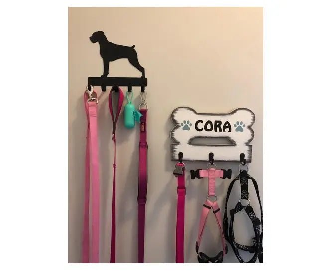 Boxer Dog Key Rack and Leash Holder