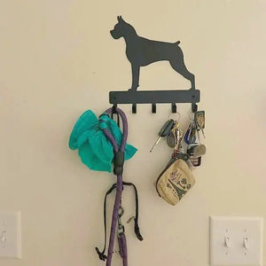 Boxer Dog Key Rack and Leash Holder