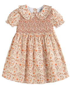 Brown Floral Collared Dress