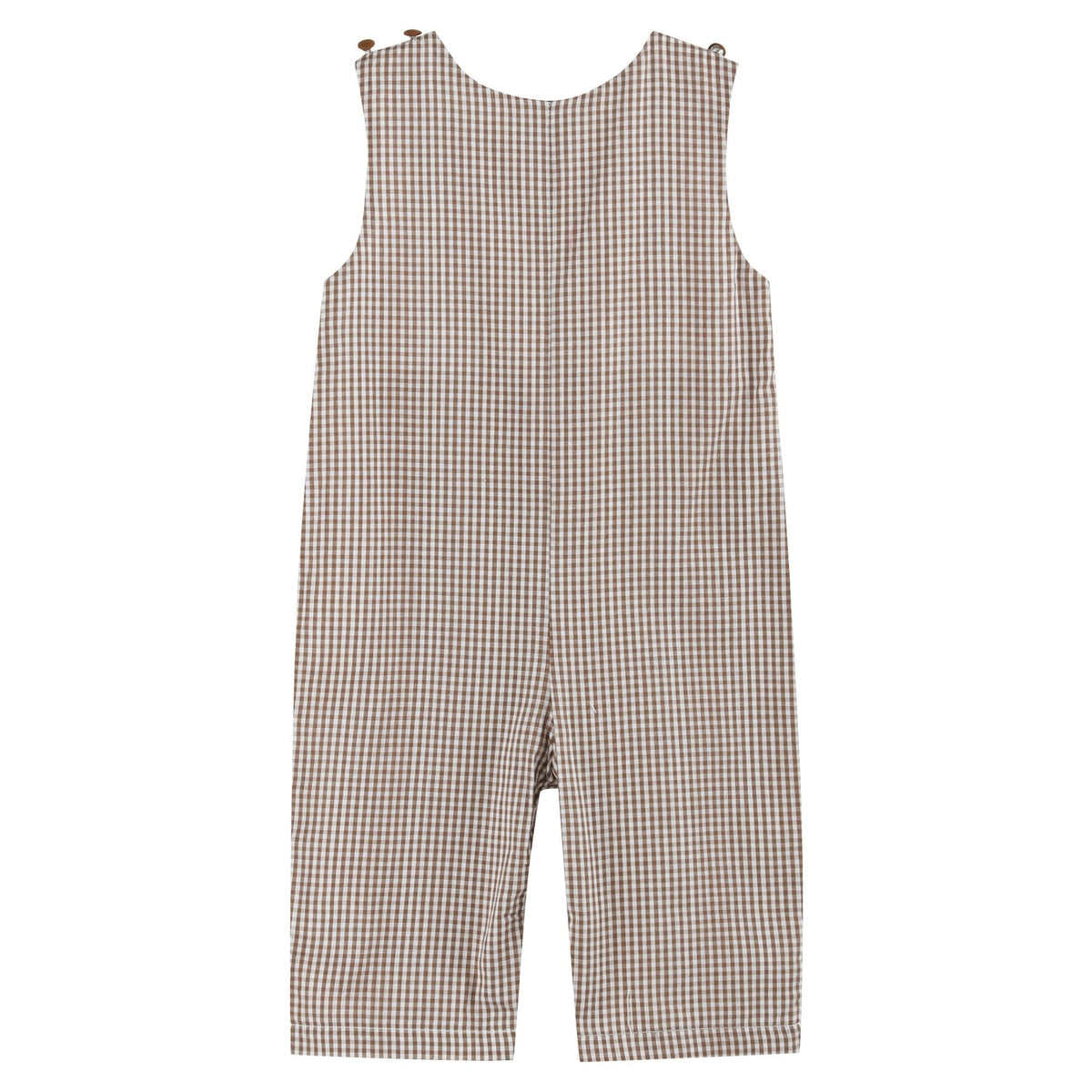 Brown Gingham Pumpkin and Corn Tractor Smocked Longall