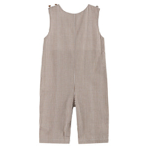 Brown Gingham Pumpkin and Corn Tractor Smocked Longall